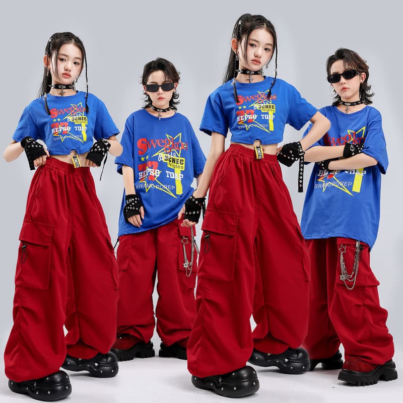 Crianças crianças trajes de dança de rua meninos Hip-Hop ternos meninas trajes de dança Jazz moda crianças trajes verão