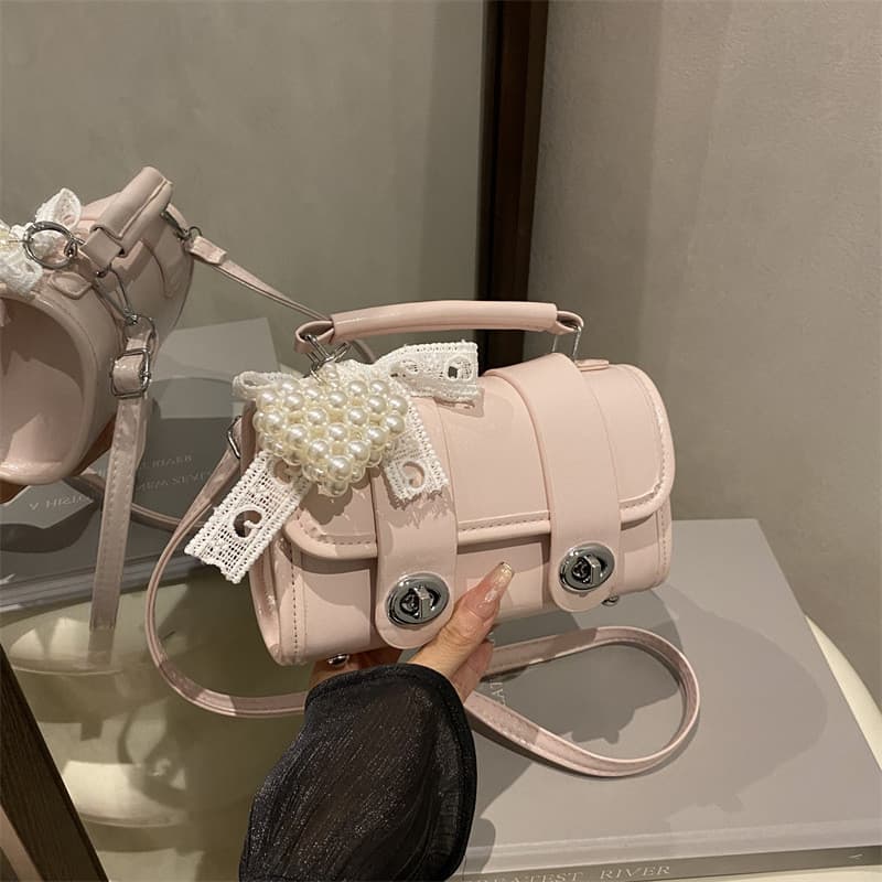 Pingentes opcionais amarelos e rosa, mini bolsa de ombro multicolorida destacável com borlas brancas, mochila versátil a