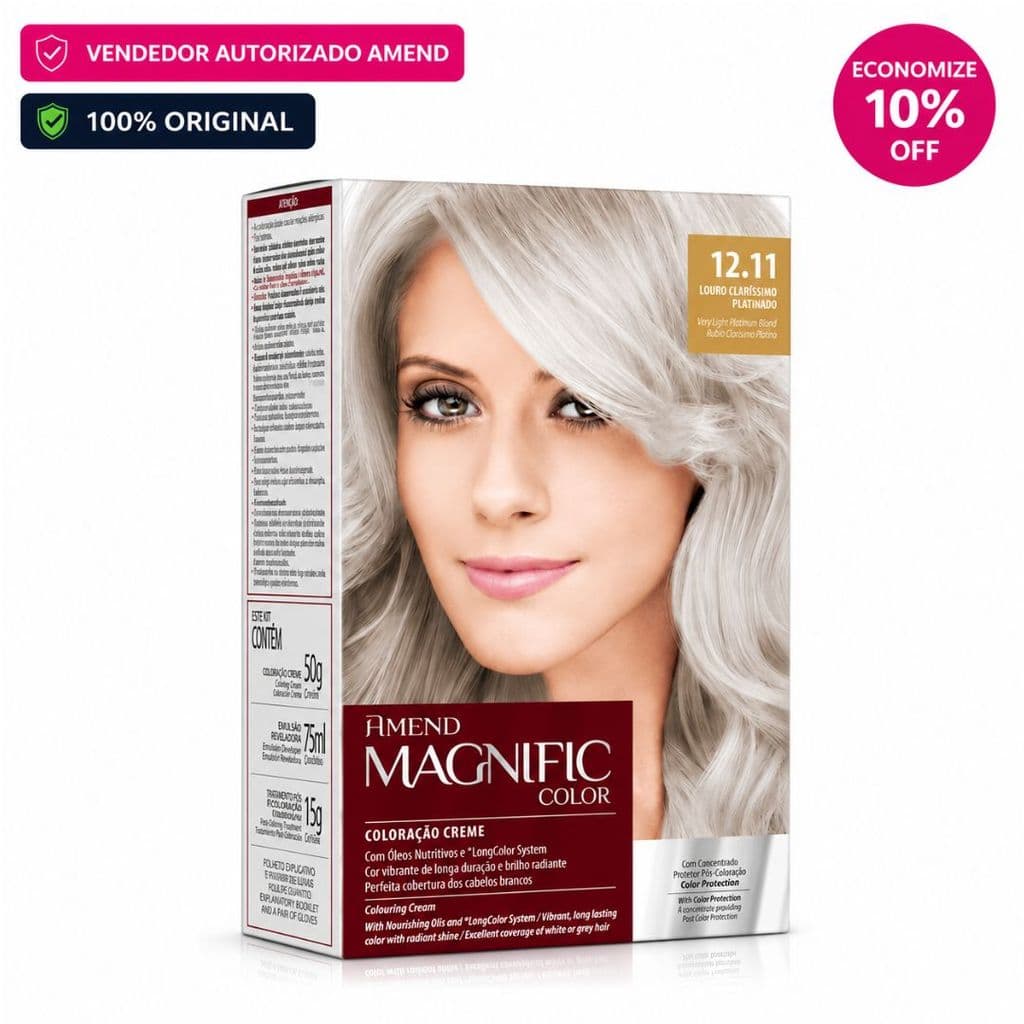 Coloração Magnific Amend Profissional Loiro Clarissimo Platinado (12.11)