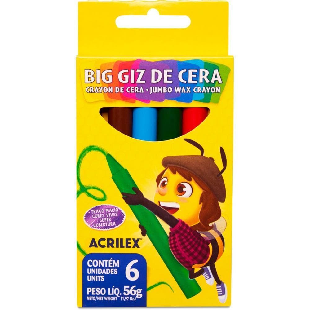 Lapis de Cera Gizao 06 Cores BIG GIZ