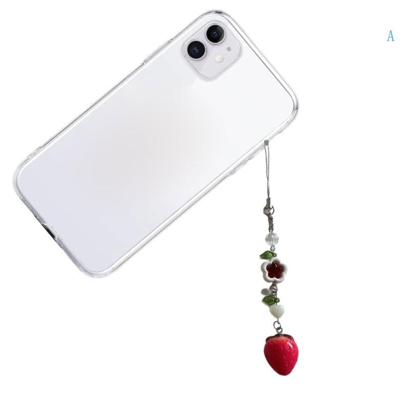 Acessório Tapeçarias Telefone Elegante Morango Frisado E Bolsa Charme Cordão