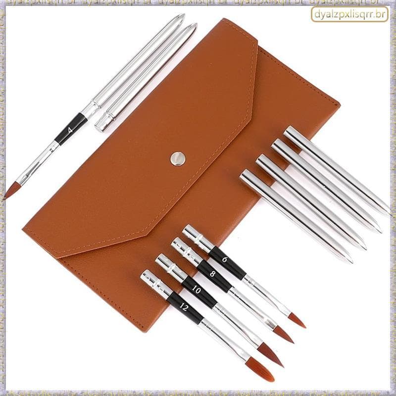 [Fsp] Pincéis De Aquarela De Viagem De 6 Peças Com Bolsa De Couro , Conjunto De Extensíveis , Pincel De Arte Para , Guac
