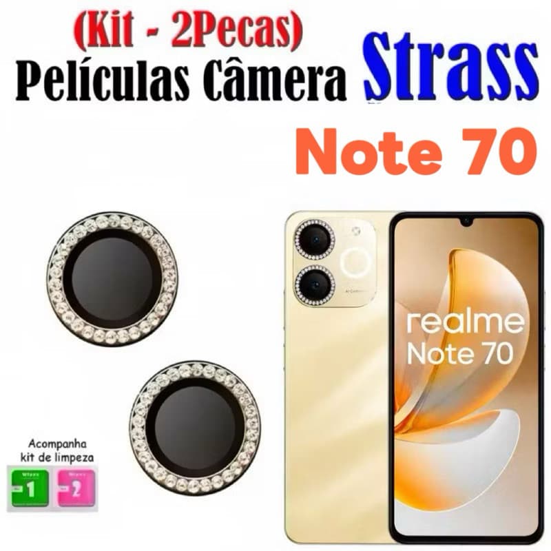 (2 Pcs)Película Lente Câmera Brilho brilhante Diamante Para Realme Note 70