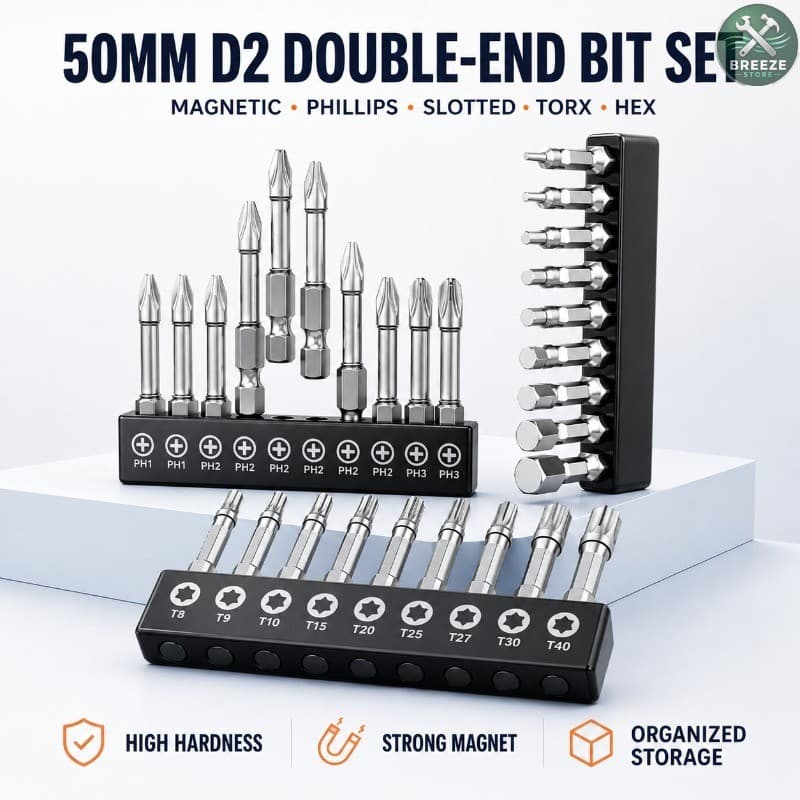 Conjunto De Brocas De Chave De Fenda Magnética De Extremidade Dupla D2 De 50 Mm Phillips Com Torx Hex