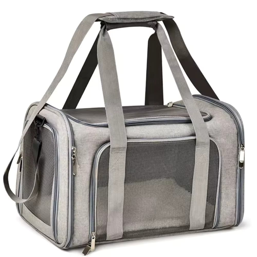 Bolsa Transporte Cachorro e Gato Premium Expansível Dobrável Base Macia Tela Respirável Alça de Ombro para Viagem
