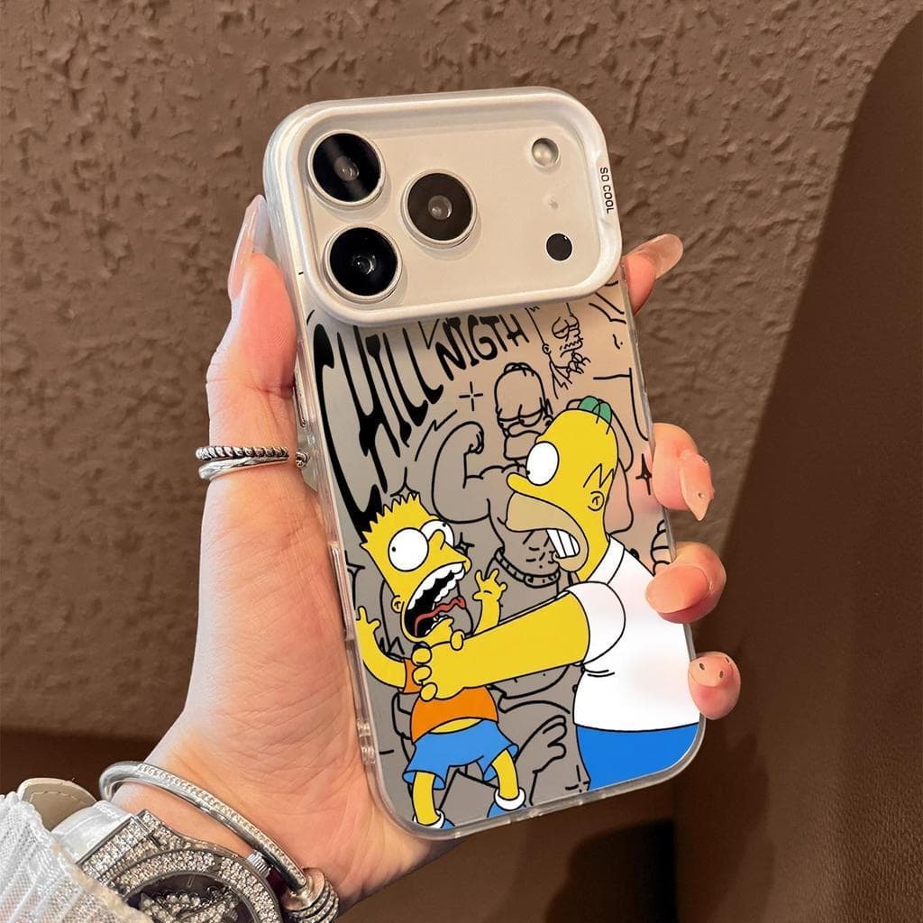 Capinha para iPhone 17/16/15/14/13/12 Pro Max capa protetora transparente estampa os simpsons estilo moda anti queda