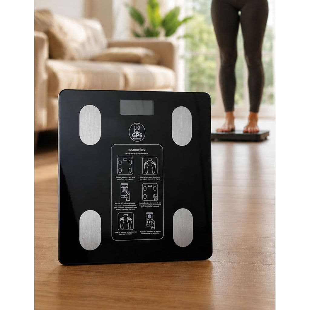 Balança Digital Bioimpedância Inteligente com App Bluetooth até 180kg IMC Fitness Dieta Academia