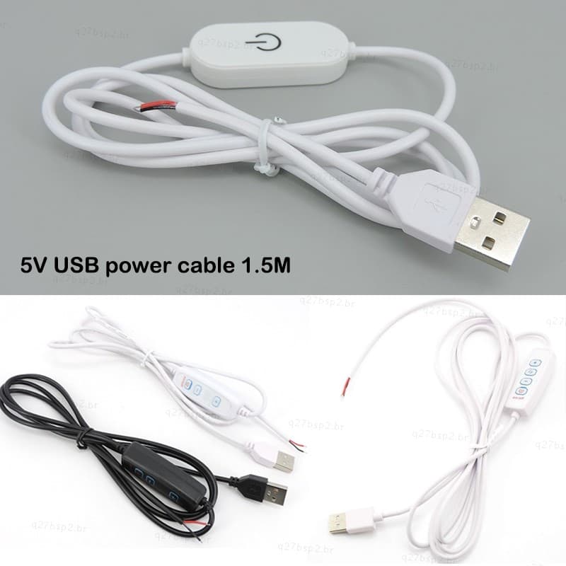 3 Pçs 5V USB Dimmer Controlador Interruptor Fio Tricolor Liga/Desliga Controle Escurecimento 1.5M Para Tira LED Lâmpada