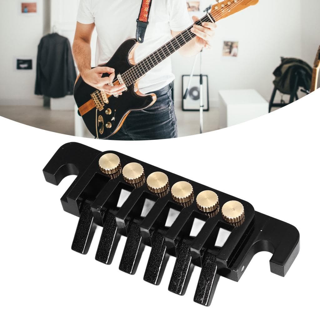 Mingzhe ponte de guitarra elétrica arremate estilo vintage alumínio 6 cordas barra de parada cobre (preto)