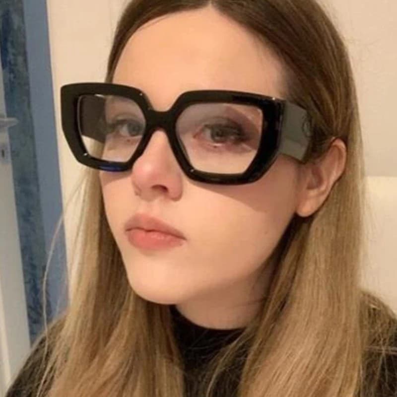Óculos de armação quadrada vintage, armação grande, óculos de madeira da moda, óculos transparentes femininos, óculos de