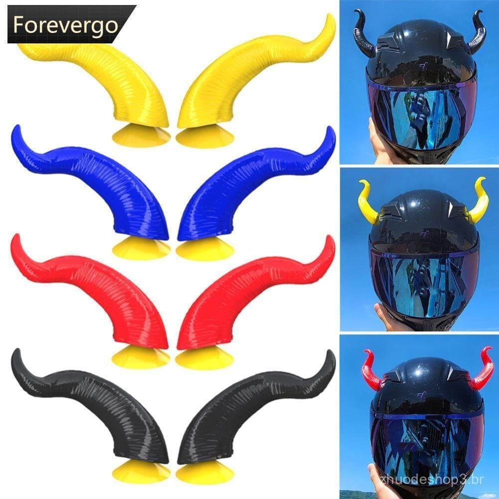 FOREVERGO 2 Peças Decoração De Capacete De Motocicleta Estilo Chifres Do Diabo Acessórios Moto Adesivos Cosplay Com Vent