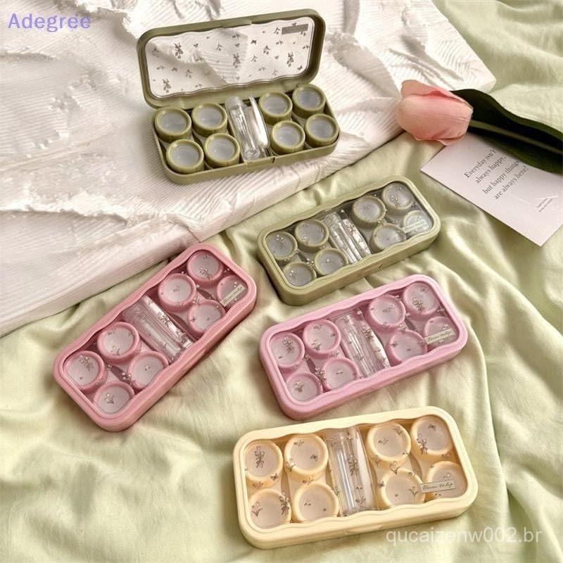 Adegree Cute Tulip Folwer Caixa De Armazenamento De Lentes De Contato Portátil Suporte Para Organizador Conjunto De Plás