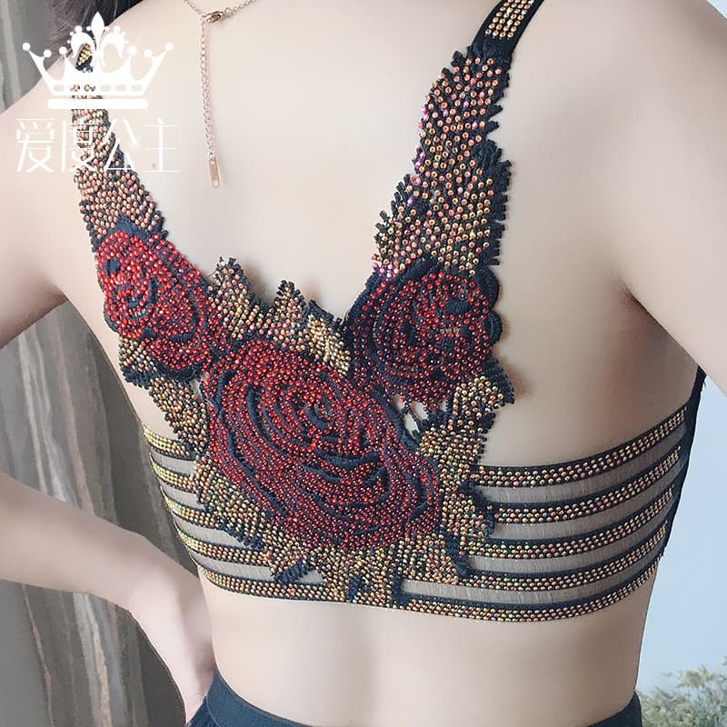 [Sparkling Design] Rhinestone Adjustable Wire-Free Bra for Women with Small Busts - One-Piece Fit Push-Up Bra/Wire-Free