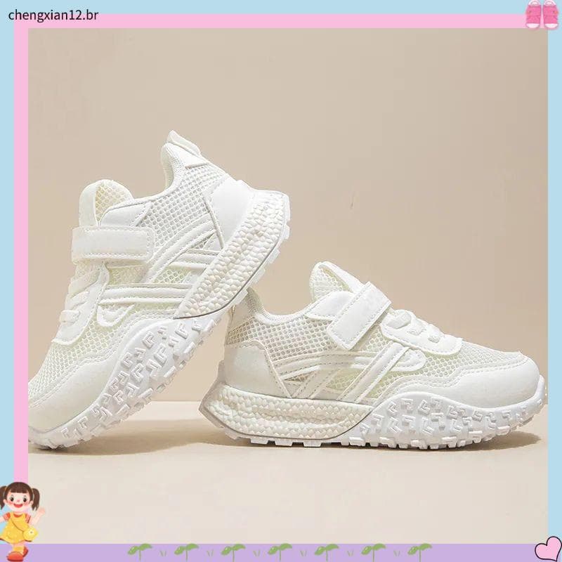 Novo estilo de verão respirável malha oca Velcro sapatos infantis moda All-Match crianças adolescente sapatos esportivos