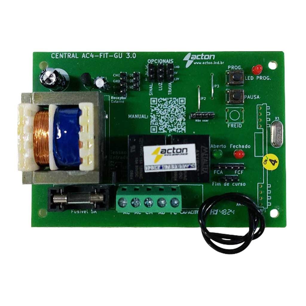 Placa Comando Ac4 Fit Acton GU Portão Automático para automatizador linha Garen motor Lento de 10 a 16 segundos