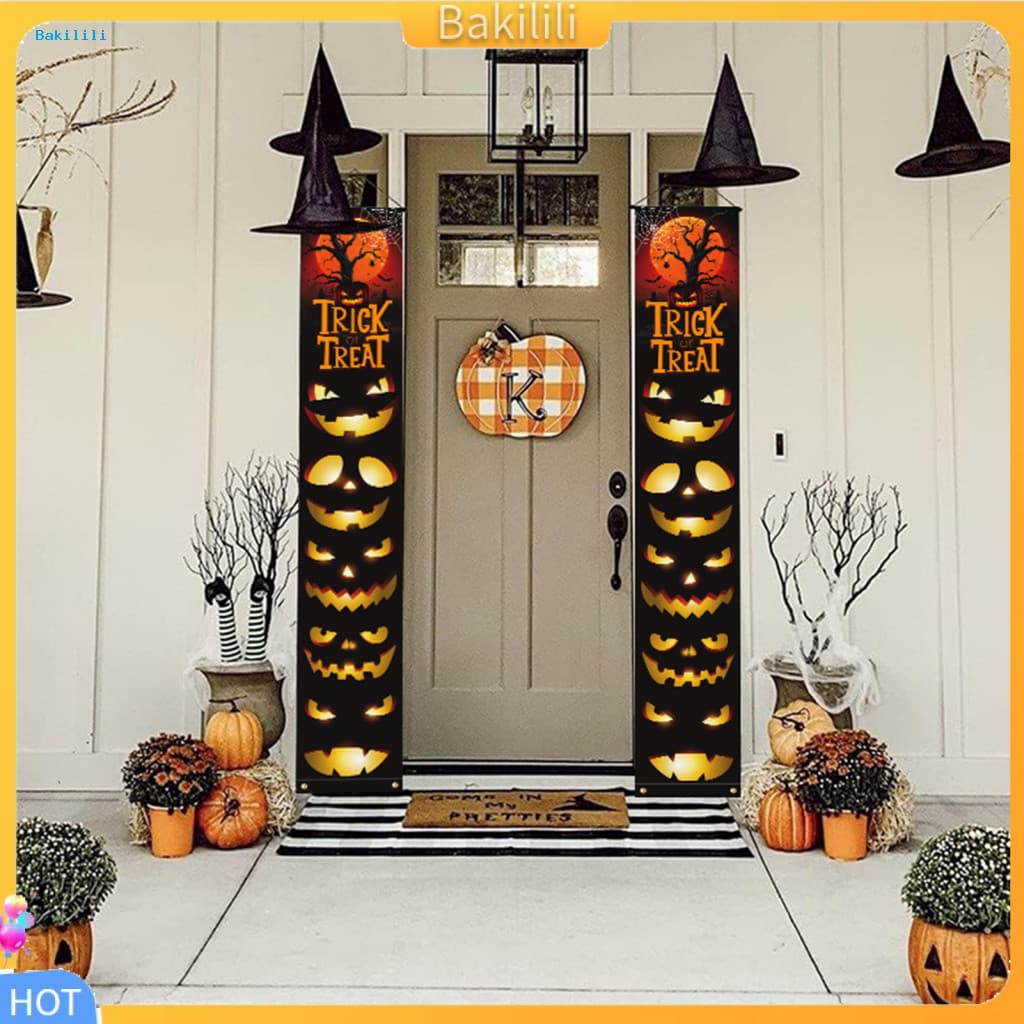 { Bakilili } Cortina De Porta De Halloween Suprimentos Para Festas Abóbora Fantasma Varanda Banner Da Frente Sinal Pendu