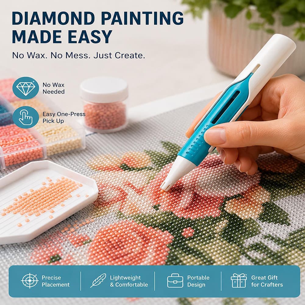 Dispensador Automático De Contas Para Pintura De Arte Com Diamante Brocas Redondas De 2.8 Mm Kit De Acessórios Artesanai