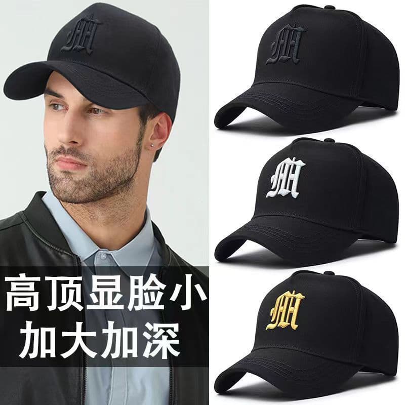 Preto grande circunferência da cabeça alta chapéu masculino versão coreana Street Wear aprofundar rosto pequeno boné de