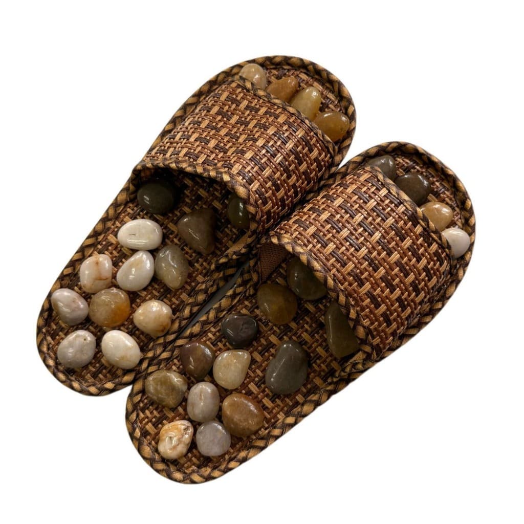 Chinelos de Massagem com Pedras Rainflower, Sapatos de Terapia para os Pés com Pedras de Acupressão, Chinelos Antiderrap