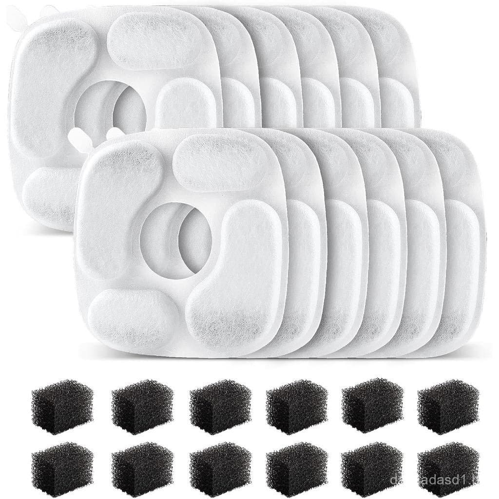 24 Peças de Filtros para Bebedouro de Gato, 12 Filtros e 12 Esponjas de Pré-Filtro, Compatível com Bebedouro para Animai