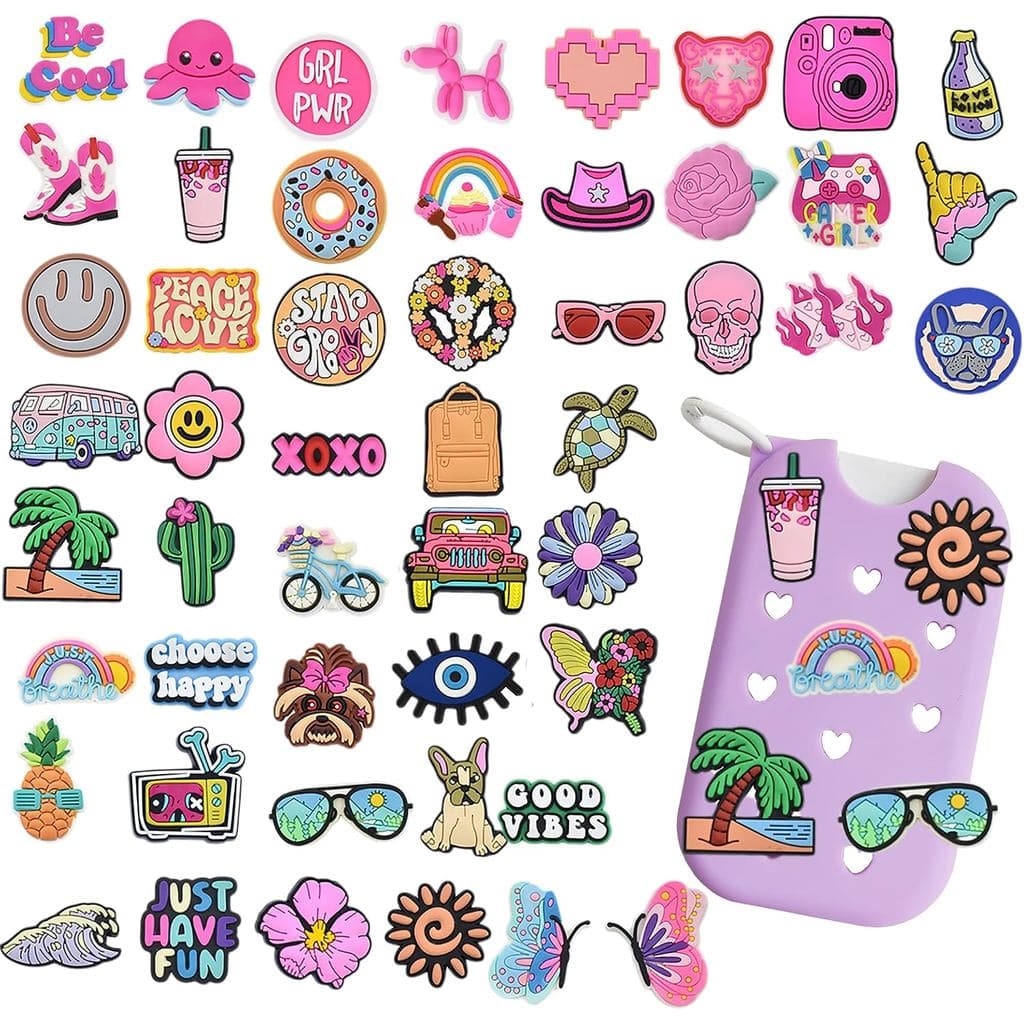 Acessórios DIY para Spray Desinfetante Touchland, 50 peças de Acessórios Estilo Preppy Hippie com Borboletas Rosas, Cowg