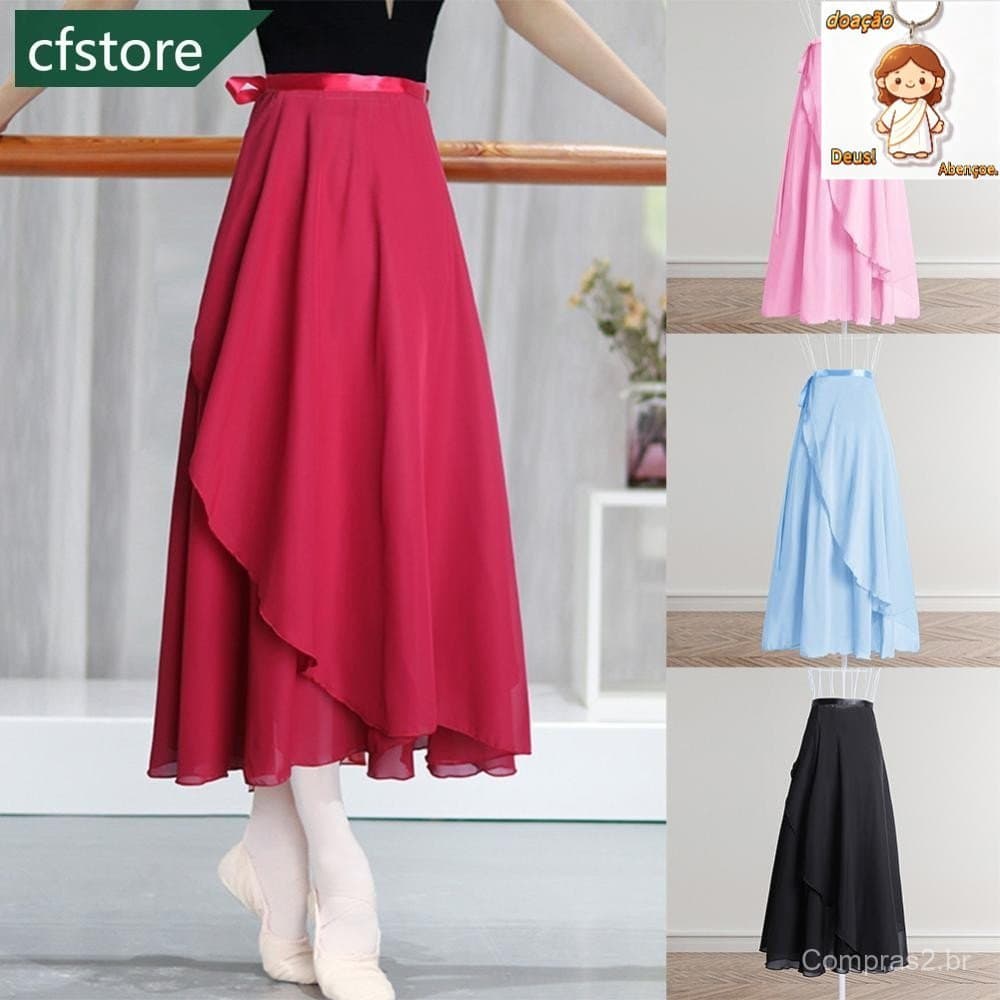 Saia De Ballet De Atadura Longa Chiffon Tutu Dança C1W5