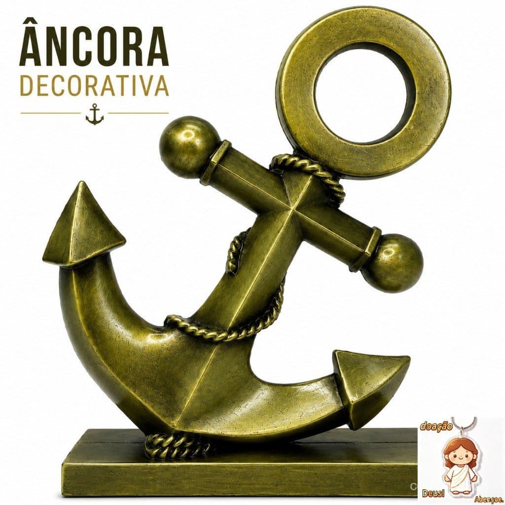 Enfeite Âncora Metal Dourada Navio Marinha Luxo Decoração