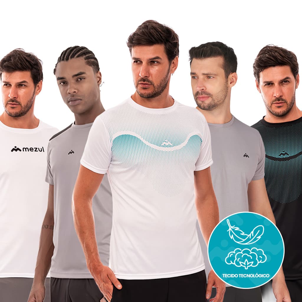 Kit 5 Camisetas Dry Fit Mezul Sortidas Academia Treino Corrida KIT5-A