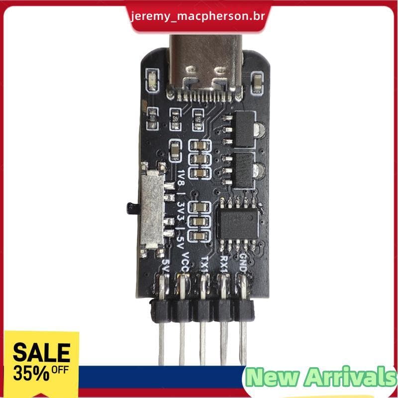 Módulo USB Para TTL-Nível De I/S Ajustável (1.8V/3.3V/5V) Interface UART Dupla Conversor Tipo-C