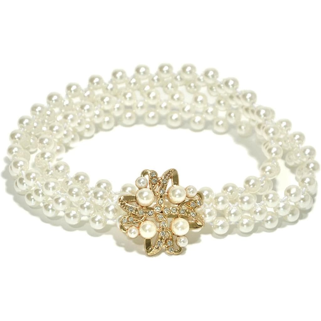 Cinto de Cintura com Pérolas e Strass, Cinto Elástico Dourado de Luxo, Faixa de Cintura com Cristais, Cinto de Cintura c