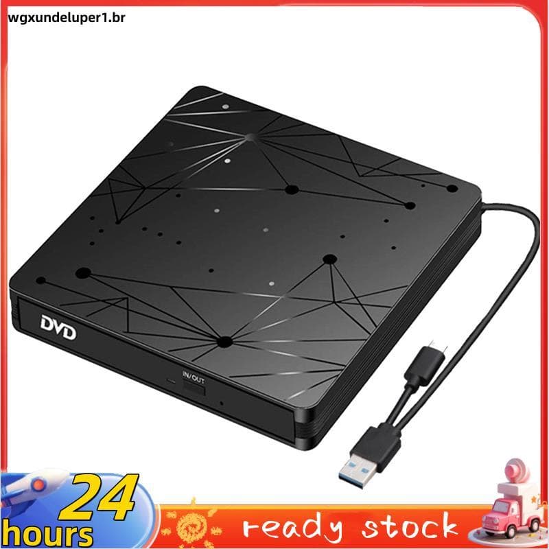 USB3.0 Tipo-C Externo 2-Em-1 Gravador De DVD RW CD Fino Unidades Ópticas Leitor-ROM-Para Computador Portátil