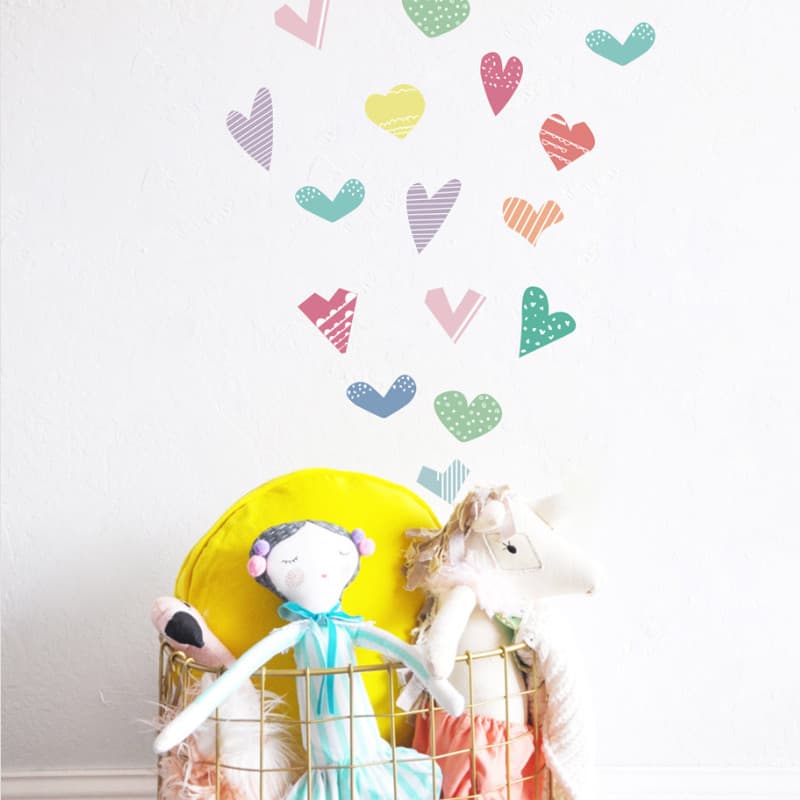 INS nórdico aquarela amor coração adesivos de parede quarto das crianças menina auto-adesivo adesivos de parede menina c
