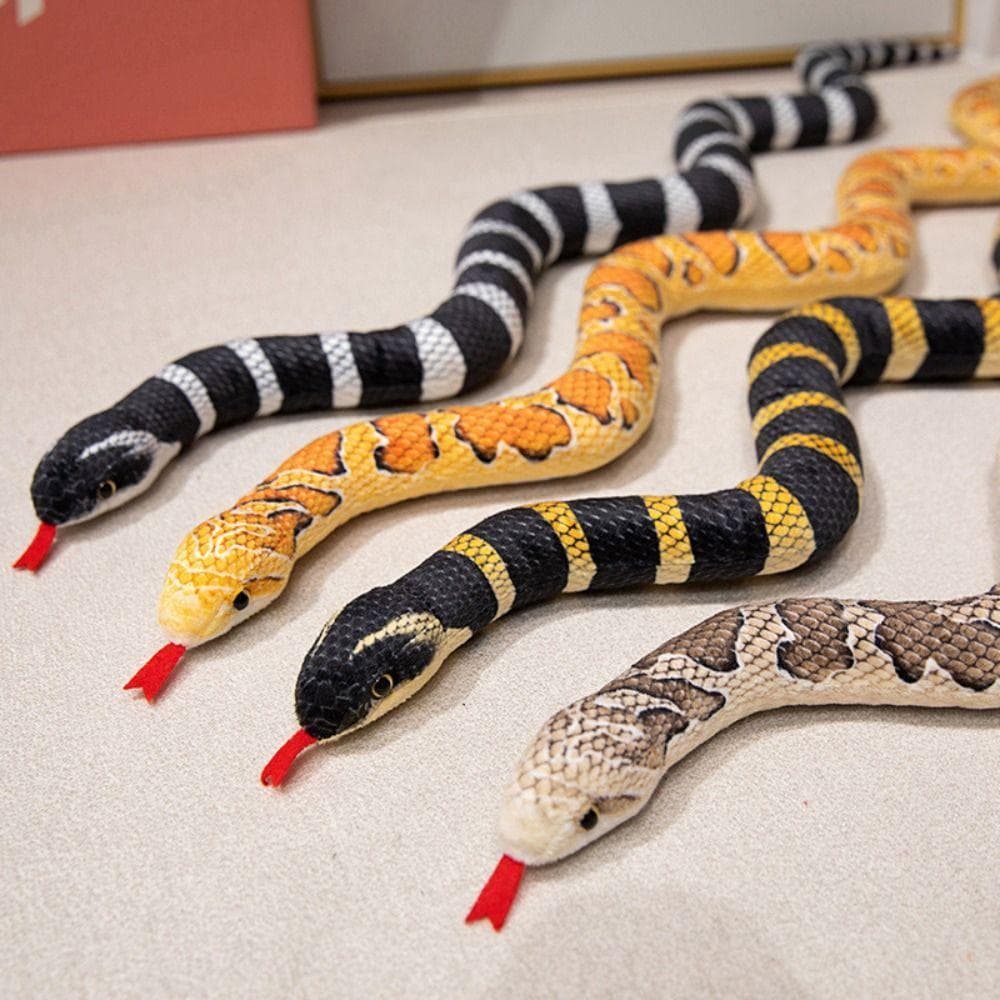 QENVXDAN Simulação Cobras Plushie , Bicho De Pelúcia Padrão Longo Boa Snake Boneca , Preto E Branco