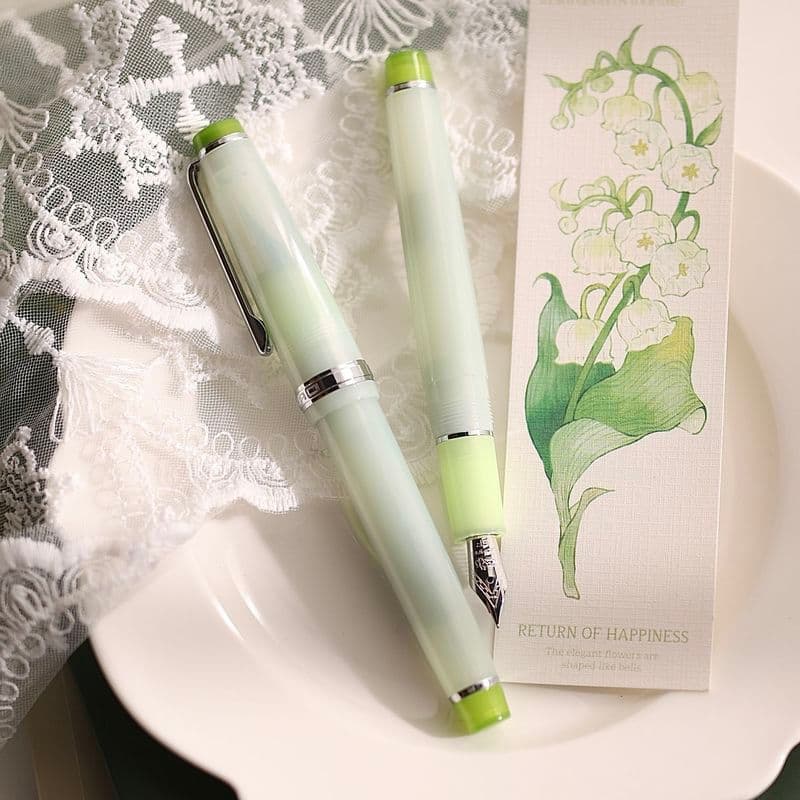 [Estoque pronto] Caneta-tinteiro Jinhao 82 Série de flores Lírio do Vale Série Verde Fresco Estilo Ins Caneta-tinteiro p