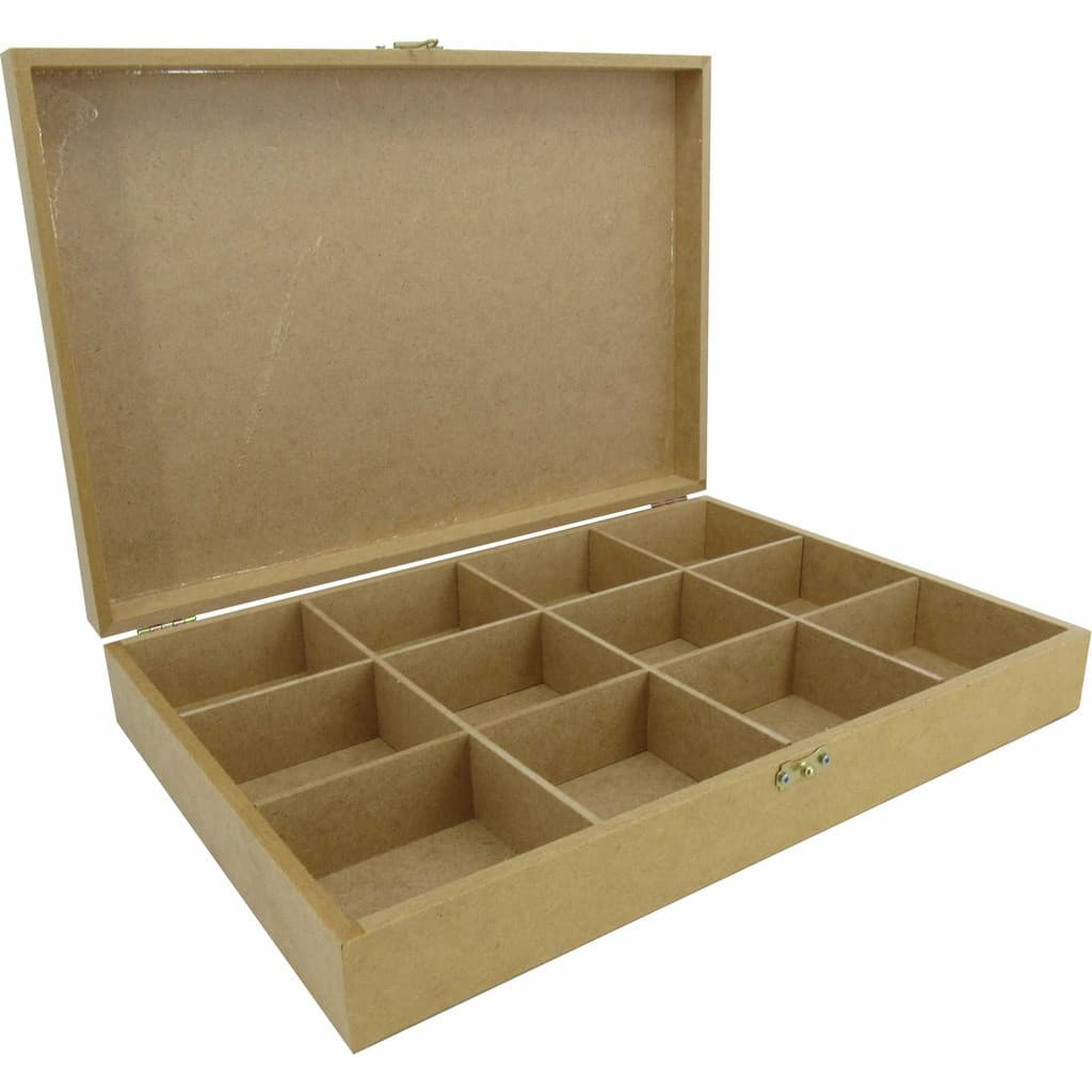 Caixa Organizadora Lisa Fecho e Dobradiça Com 12 Divisórias 34X23X6 cm