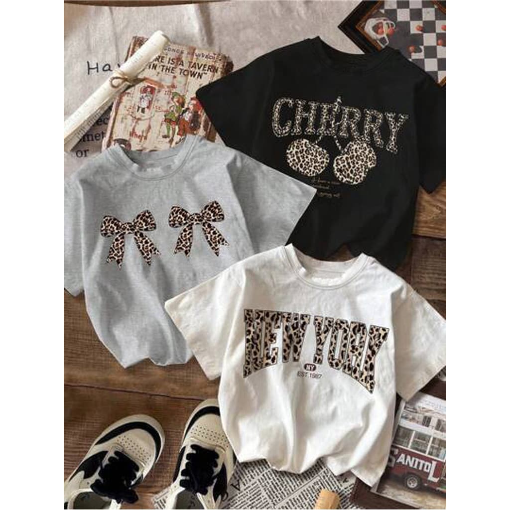 Conjunto de 3 camiseta com Design de Letras, Top Casuais de Manga Curta Gola Redonda PERFEITO para o Verão e a Primavera