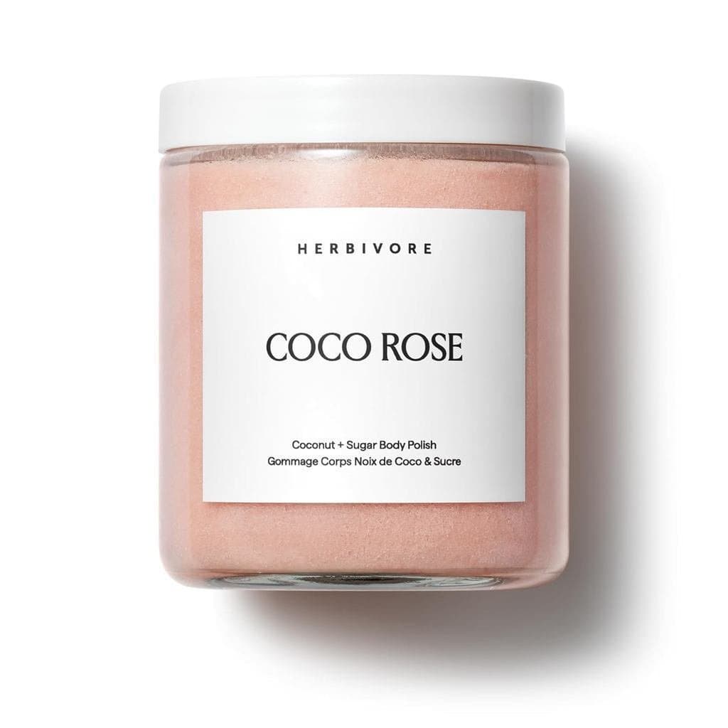 Esfoliante Corporal de Óleo de Coco e Rosa HERBIVORE Cocoa Rose |       Esfoliante corporal com manteiga de karité |