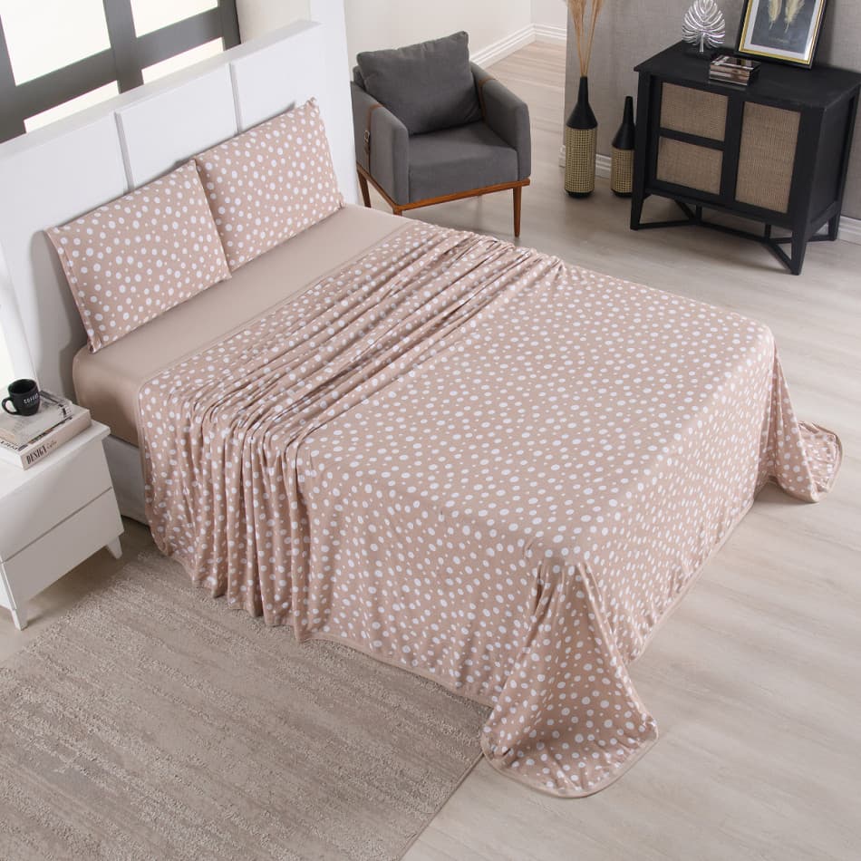 Jogo Queen 4 Peças Roupa de Cama com Elástico Forte e Fronhas Inclusas