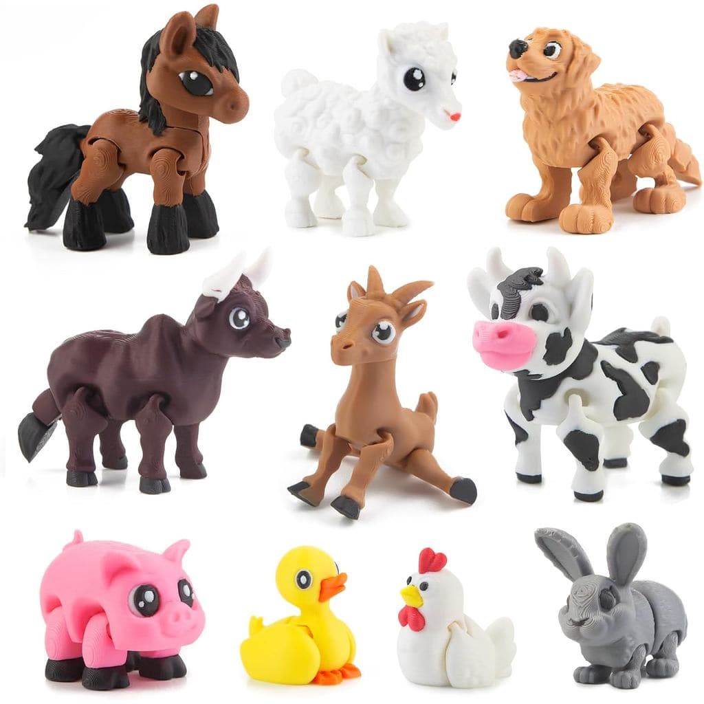 Pacote com 10 Figuras de Animais de Fazenda Impressas em 3D, Brinquedos de Animais Realistas e Fofos para Crianças, Brin
