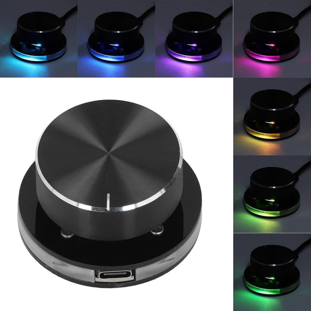 Controle de Volume USB Dpofirs, Botão Controlador de Som Multimídia, com Luz RGB, Botão de Controle de Volume para PC, c