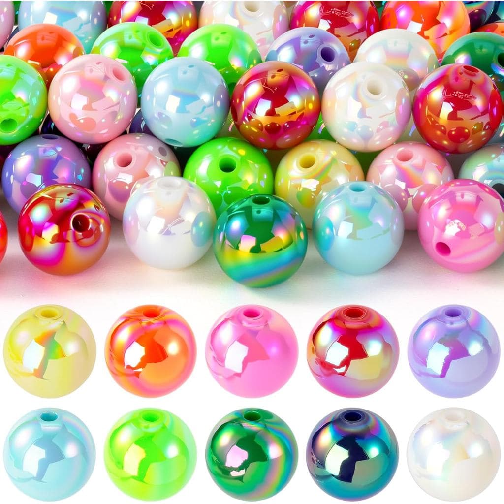 OIIKI 30 peças de contas Bubblegum de 16mm para canetas, contas chunky AB Rainbow para artesanato DIY, contas redondas d