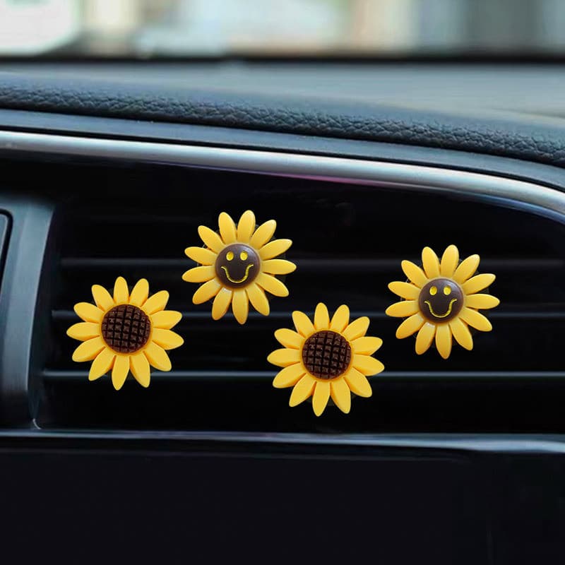 ENVIO RÁPIDO Clipe de Perfume para Saída de Ar do Carro com Aroma de Girassol, Suporte Sólido para Aromaterapia e Desodo