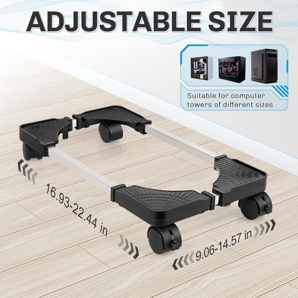 Suporte Móvel para CPU Liitrton, Suporte Ajustável para Torre de Computador com 4 Rodas Giratórias, Compatível com a Mai