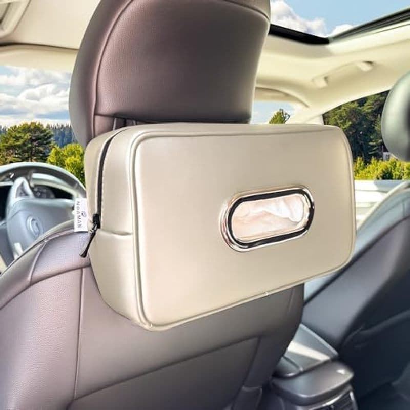 Noaman Suporte De Tecido Grande Atualizado Para Carro Premium PU Couro Tecidos Caixa Capa Banco Traseiro Porta Guardanap