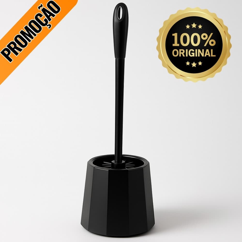 Escova Sanitária com Suporte Cabo Ergonômico Cerdas Resistentes Banheiro Limpeza Higiene