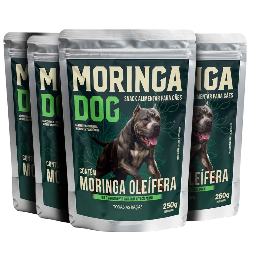 4 Snacks Alimentar Moringa Dog 250g Para Cães de Todas as Raças