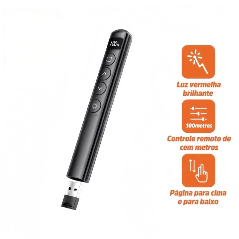 Caneta multifuncional para virar páginas laser 2.4G com display inteligente adaptada