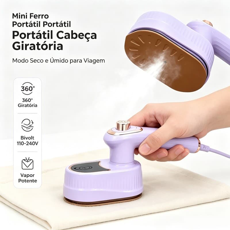Mini Ferro Portatil De Passar Roupa Para Viagem Bivolt 110v e 220v Alta Temperatura AIRER.BR