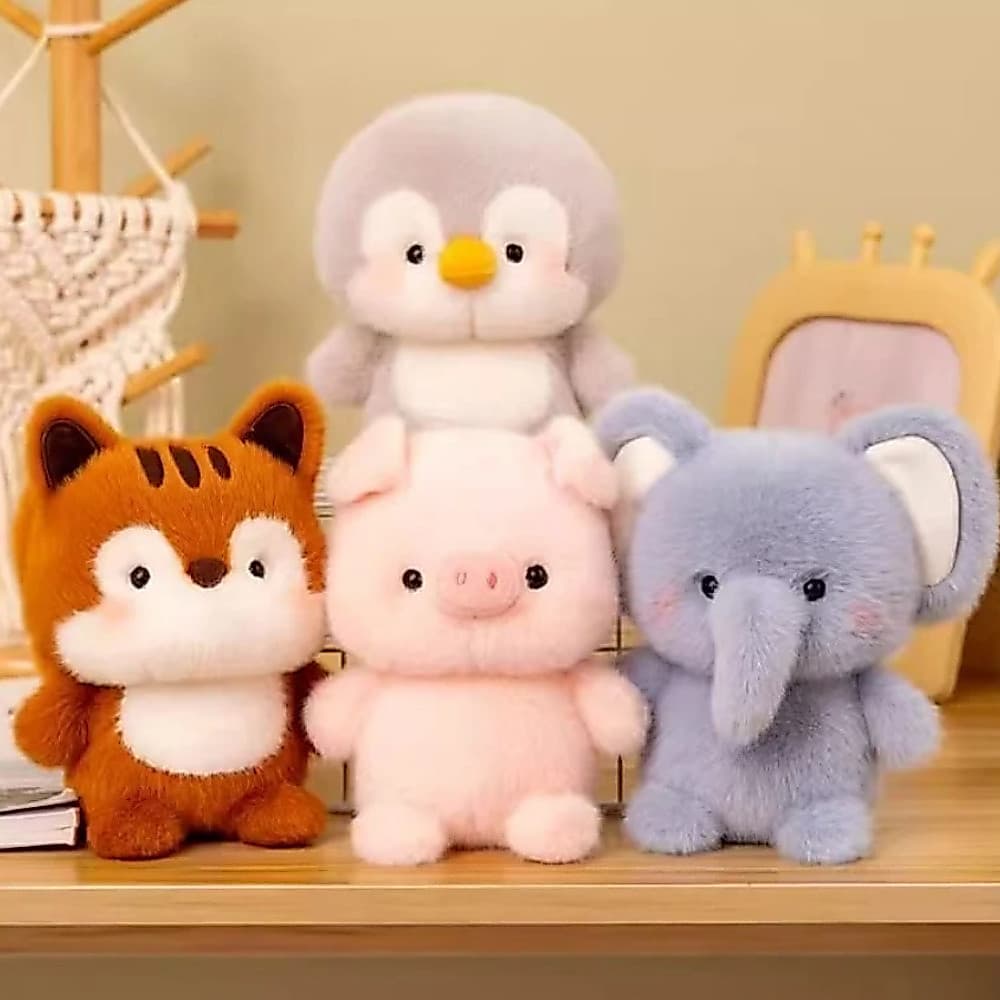 Brinquedo de pelúcia fofo 16cm 8 estilos disponíveis Ursinho Coelhinho Porquinho Pequeno Elefante Pinguim Pequena Ovelha