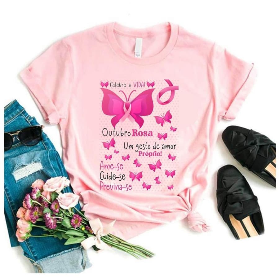 Camiseta rosa outubro rosa blusa um gesto de amor proprio